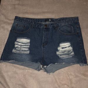 Boohoo Distressed Denim Shorts